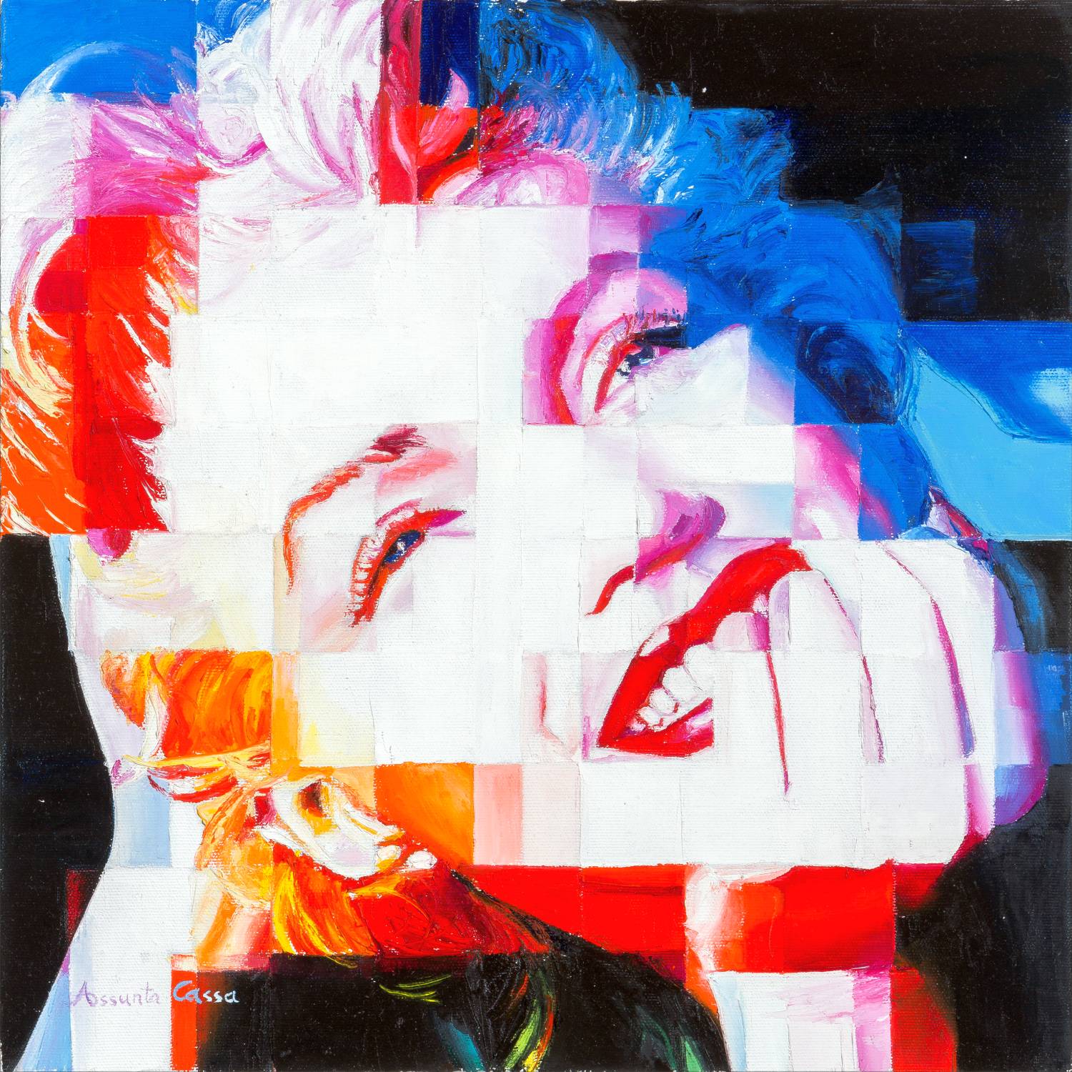 Marilyn Monroe – A Timeless Gaze Portrait of Marilyn Monroe in pixel style with bright, pop-inspired colors
