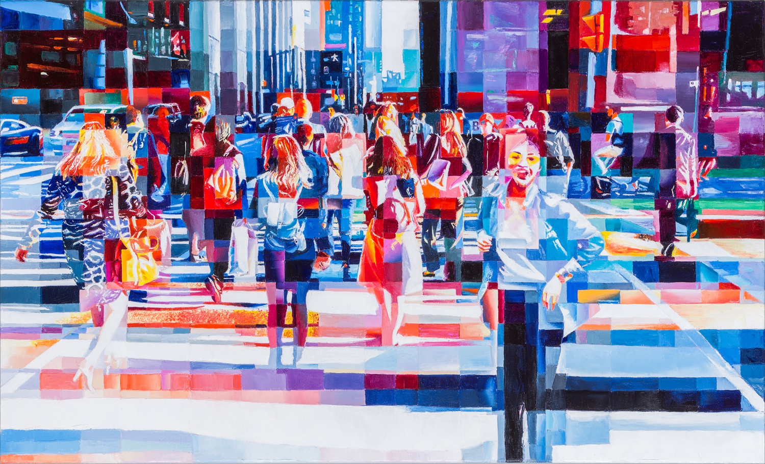 Through the Flow - Olio su tela - Serie Metropolitan Through the Flow — opera di Assunta Cassa, serie Metropolitan